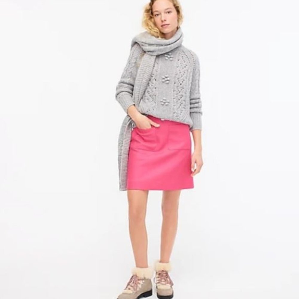 TALL patch pocket mini skirt in double-serge wool